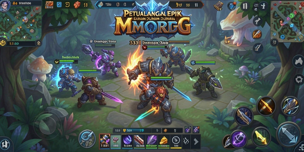 Screenshot gameplay 333I yang menggambarkan aksi pertempuran seru dalam dunia MMORPG.