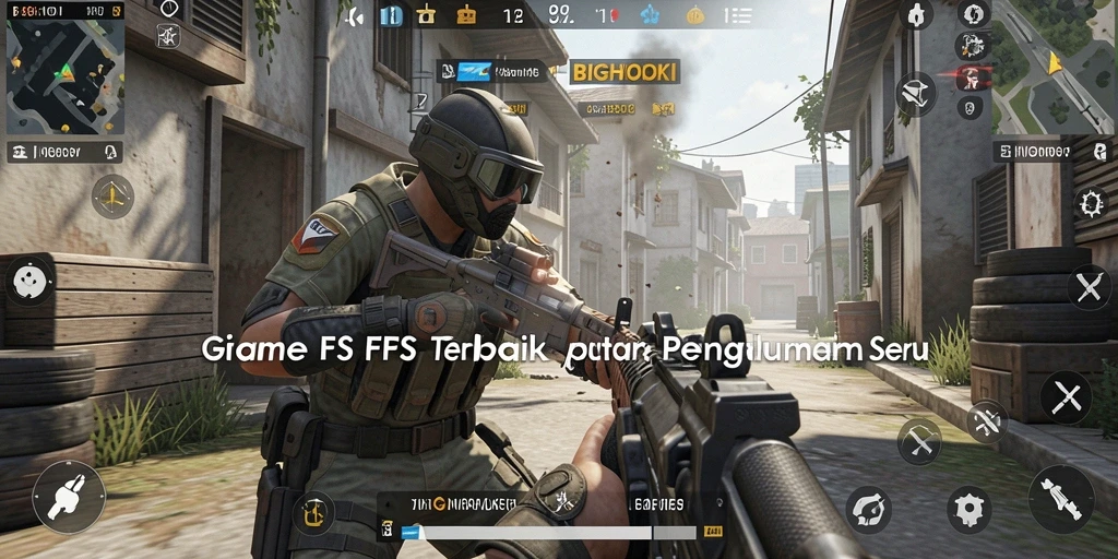 Tangkapan layar menampilkan aksi seru dalam permainan FPS BIGHOKI.