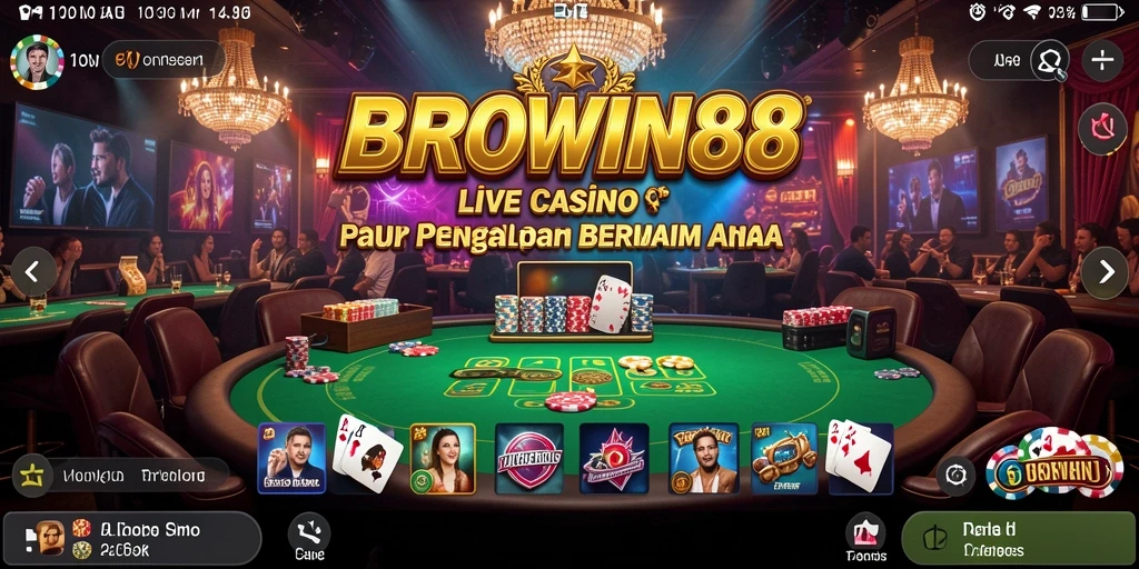 Screenshot BROWIN88 menampilkan dealer profesional dalam permainan Live Casino.