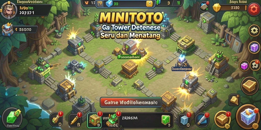 Tangkapan layar gameplay <strong>MINITOTO</strong> menunjukkan aksi strategis dalam Tower Defense.