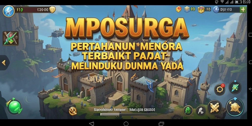 Tampilan menara dan musuh di gameplay MPOSURGA yang menegangkan.