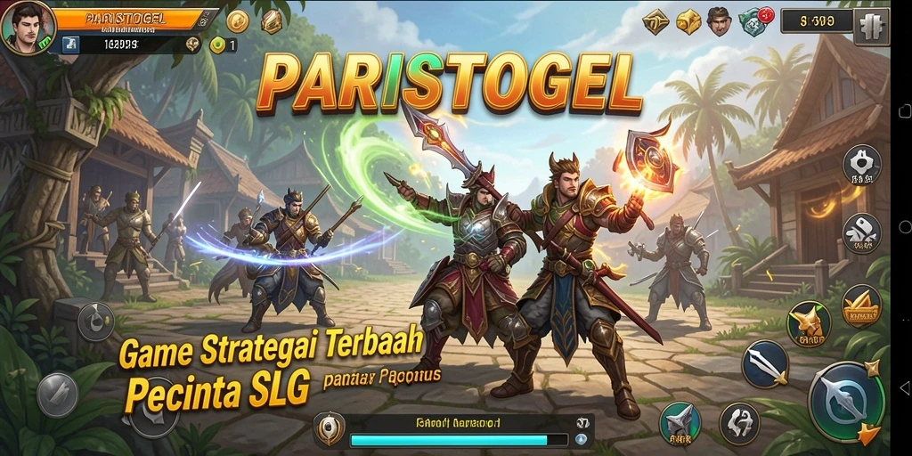Screenshot menunjukkan aksi pertempuran seru dalam game SLG.