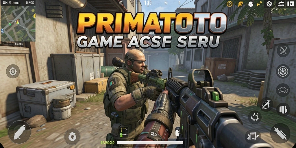 Tampilan gameplay mendebarkan dari PRIMATOTO dengan aksi FPS yang intens.